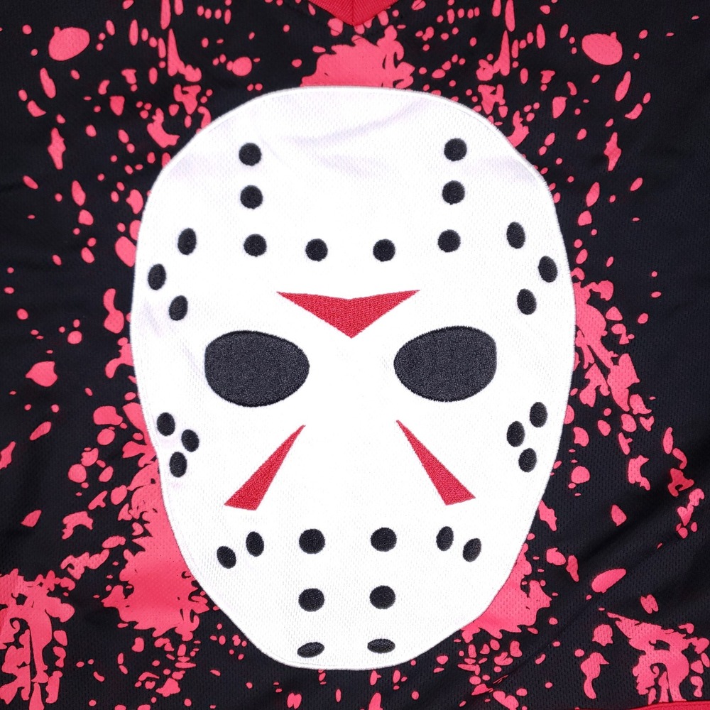 Friday the 13th Jason Voorhees Hockey Jersey Black Red Slasher Horror Small - Picture 4 of 9